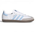 white and light blue samba
